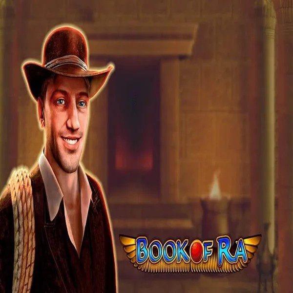 Book of Ra slot logo by Greentube at NeonVegas Casino